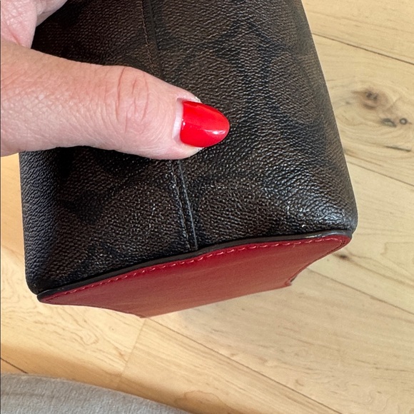 Coach Signature Brown and Red Crossbody Bag - Picture 7 of 11